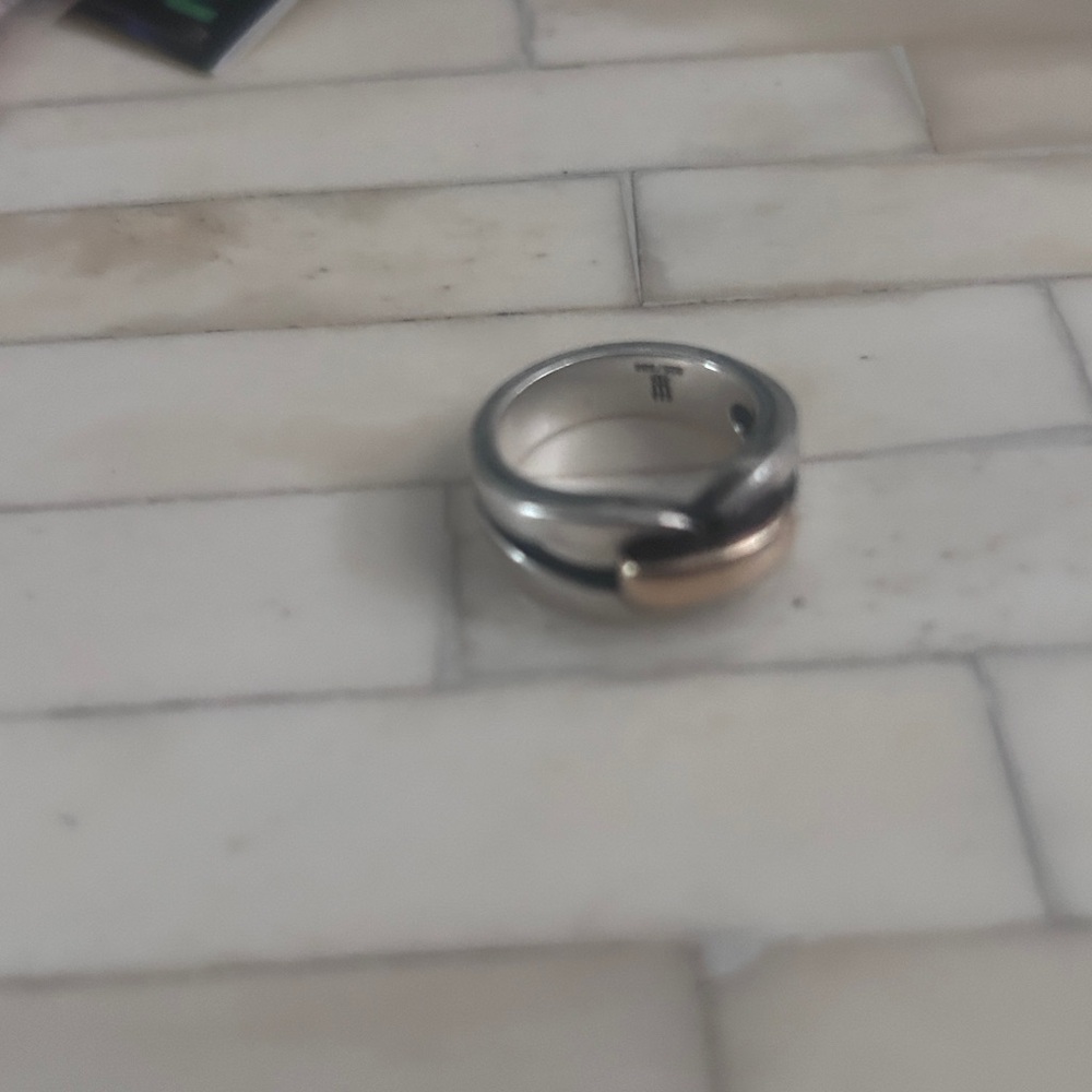 Silver And Gold Interlocking Ring - image 5